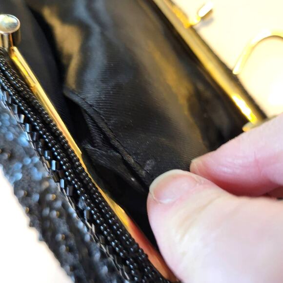 Vintage Beaded Bag Women's Small Embellished Clutch With Chain Black Tie Festive - Picture 8 of 10